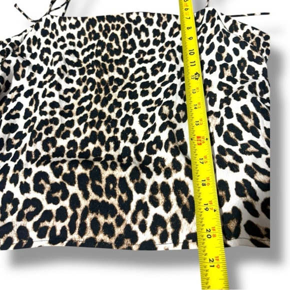 H&M NWT Tie Strap Rouched Back Light Beige/Leopard Print Draped Camisole Top - Picture 8 of 15